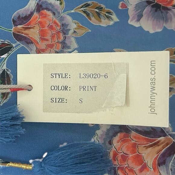 Johnny Was Wallace Silk Midi Dress Womens S MINOR FLAW Blue Floral Cottage NEW - Picture 9 of 9